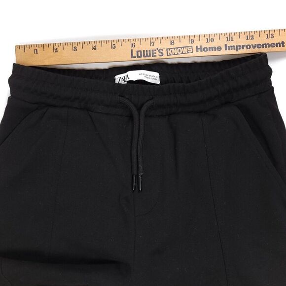 ZARA High Rise Ankle Cropped Seamed Jogger Active Pants Womens Medium Black - Picture 3 of 7